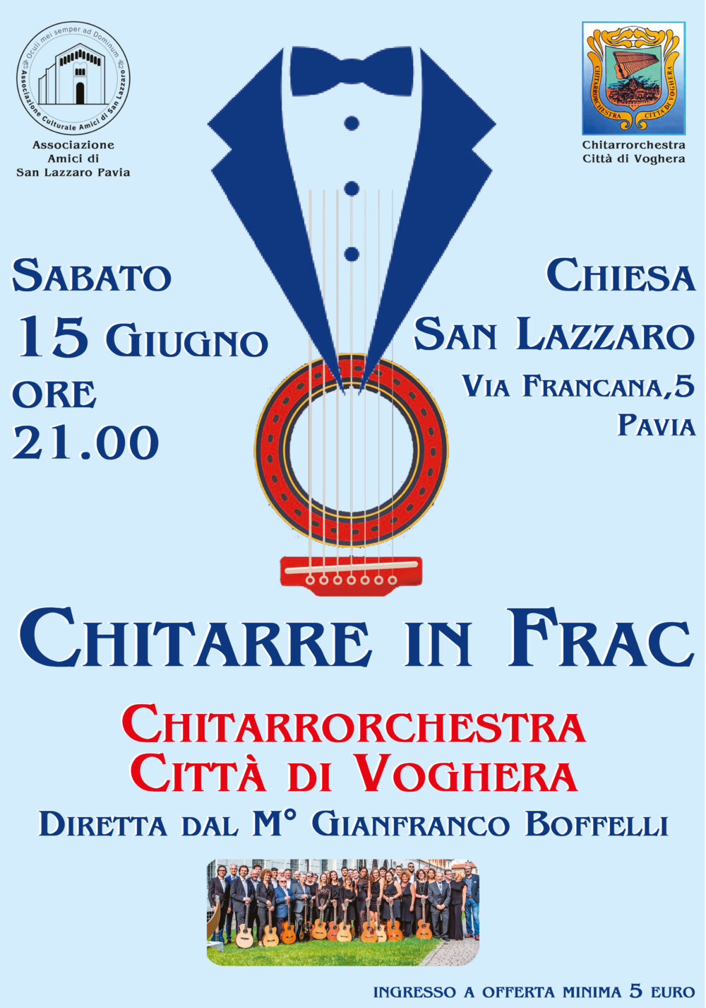 Locandina concerto chitarre in frac Pavia