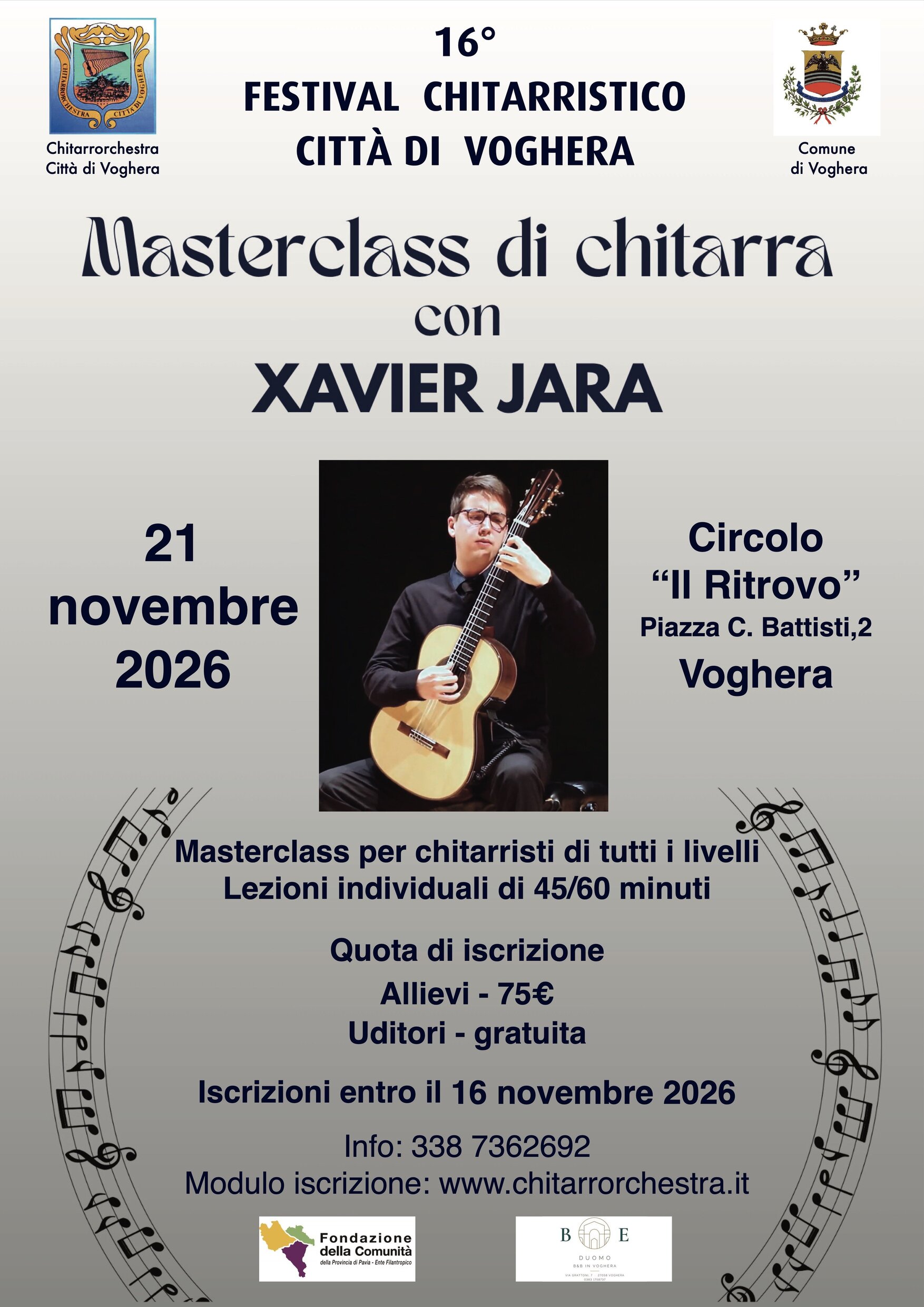 Locandina Masterclass di chitarra
con XAVIER JARA